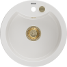 Mexen Diego Granitspüle 1-fach 488 x 480 mm, weiß, goldener Siphon - 6512481000-20-G