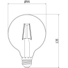 Mexen Vintis Ampoule filament LED E27, G95, 2W, Chaude - 2200K, 150 lm, fumée - L157-E27-0222-70