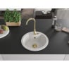 Mexen Diego Granitspüle 1-beckig 488 x 480 mm, weiß, goldener Siphon - 6512481000-20-G