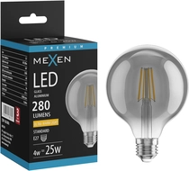 Mexen Vintis Ampoule filament LED E27, G95, 4W, Chaude - 2200K, 280 lm, fumé - L157-E27-0422-70