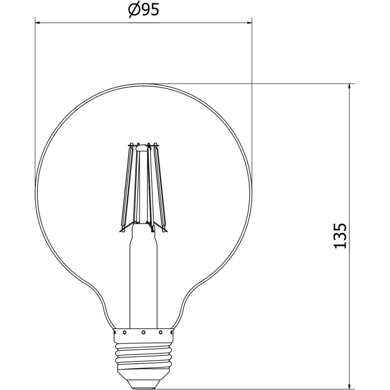 Mexen Vintis Bombilla LED de filamento E27, G95, 6W, Cálida - 2200K, 600 lm, ámbar - L157-E27-0622-50