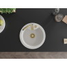 Mexen Diego Granitspüle 1-fach 488 x 480 mm, weiß, goldener Siphon - 6512481000-20-G