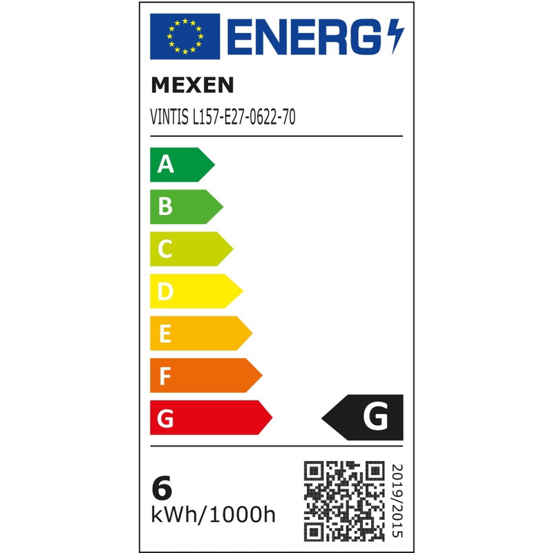 Mexen Vintis Bombilla de filamento LED E27, G95, 6W, Cálida - 2200K, 450 lm, humo - L157-E27-0622-70