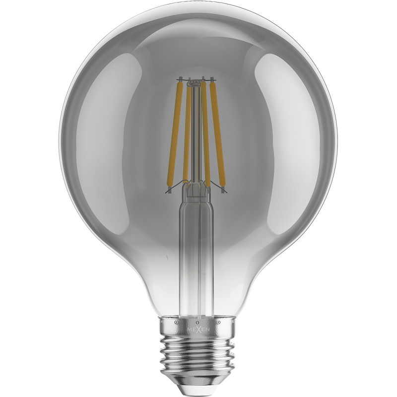 Mexen Vintis Bombilla de filamento LED E27, G95, 6W, Cálida - 2200K, 450 lm, humo - L157-E27-0622-70