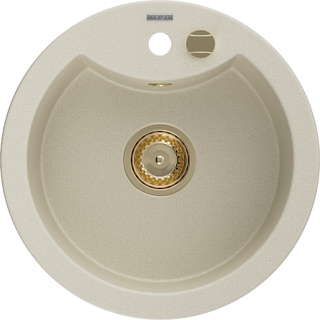 Mexen Diego νεροχύτης γρανίτης 1 κοιλότητας 488 x 480 mm, μπεζ, χρυσό σιφόνι