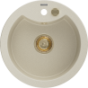 Mexen Diego fregadero de granito de 1 cubeta 488 x 480 mm, beige, sifón dorado - 6512481000-69-G