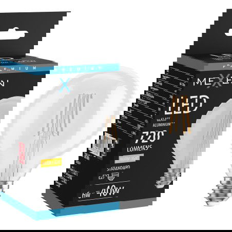 Mexen Vintis Λάμπα LED νήματος E27, G95, 6W, Ζεστή - 2700K, 720 lm, διαφανής - L157-E27-0627-00