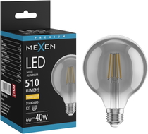 Mexen Vintis LED-kohtvalgusti E27, G95, 6W, Soe - 2700K, 510 lm, suitsune - L157-E27-0627-70
