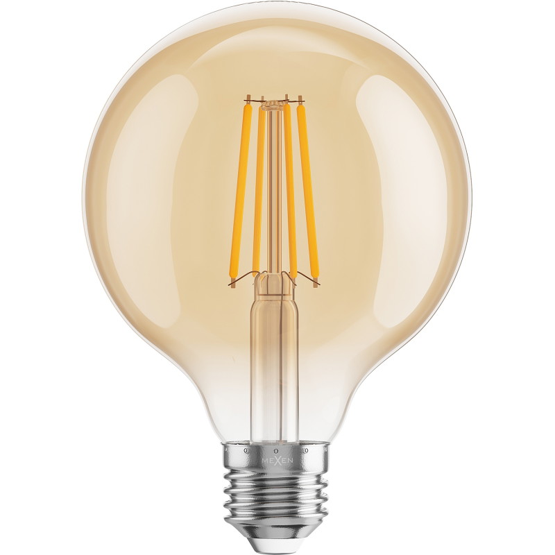 Mexen Vintis Bombilla LED de filamento E27, G95, 8W, Cálida - 2700K, 750 lm, ámbar - L157-E27-0827-50