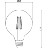 Mexen Vintis Bombilla LED de filamento E27, G95, 8W, Cálida - 2700K, 680 lm, humo - L157-E27-0827-70