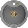 Mexen Diego fregadero de granito 1-cámara 488 x 480 mm, gris, sifón dorado - 6512481000-71-G
