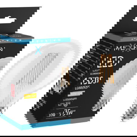 Mexen Vintis LED spuldze ar kvēldiegu E27, G95, 10W, Silta gaisma - 2700K, 1320 lm, caurspīdīga - L157-E27-1027-00