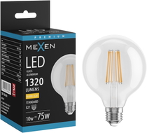 Mexen Vintis LED-spiraallamp E27, G95, 10W, Soe - 2700K, 1320 lm, läbipaistev - L157-E27-1027-00