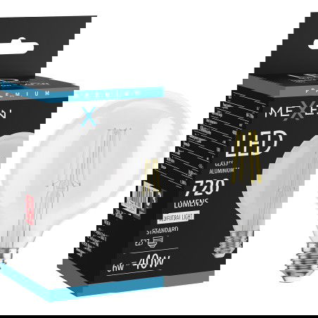 Mexen Vintis LED filamentna žarnica E27, G95, 6W, Nevtralna - 4000K, 720 lm, prozorna - L157-E27-0640-00