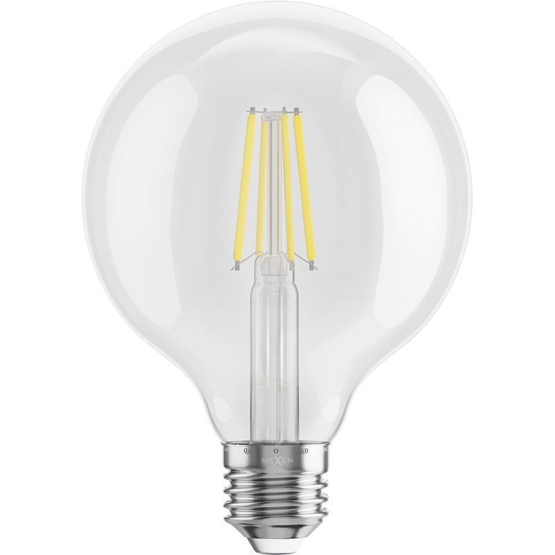 Mexen Vintis LED-filamentlampa E27, G95, 6W, Neutral - 4000K, 720 lm, klar - L157-E27-0640-00