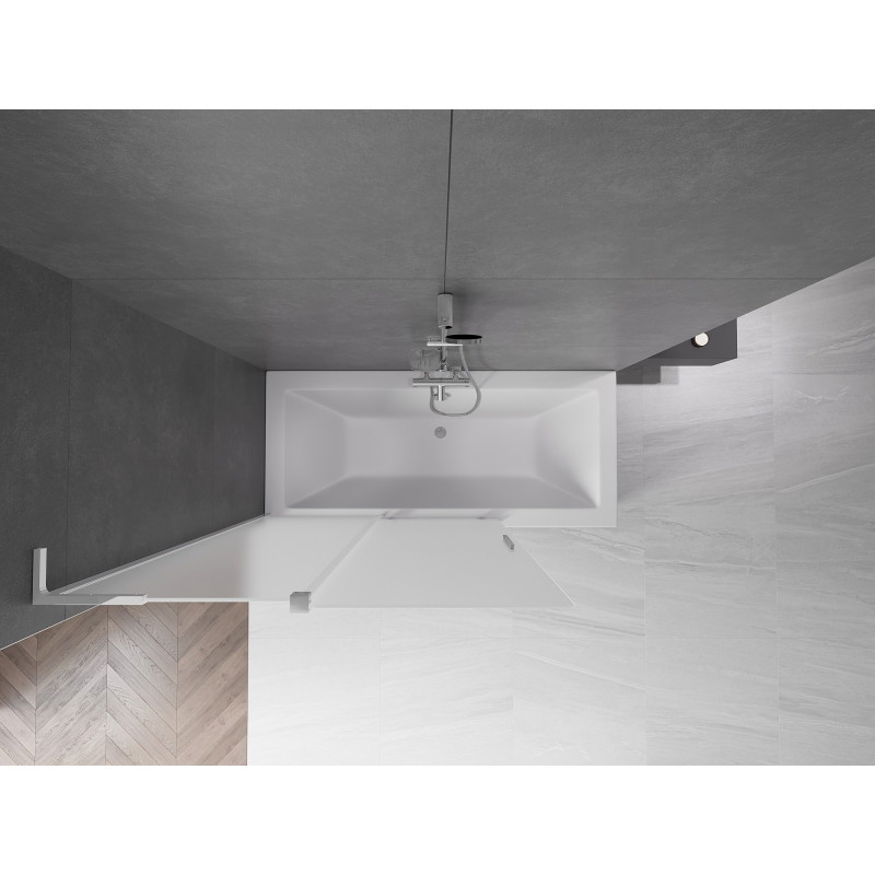 Mexen Velar L klizni paravan za kadu na pomicanje s dva krila 120 x 150 cm, mraz, krom - 896-120-003-31-01