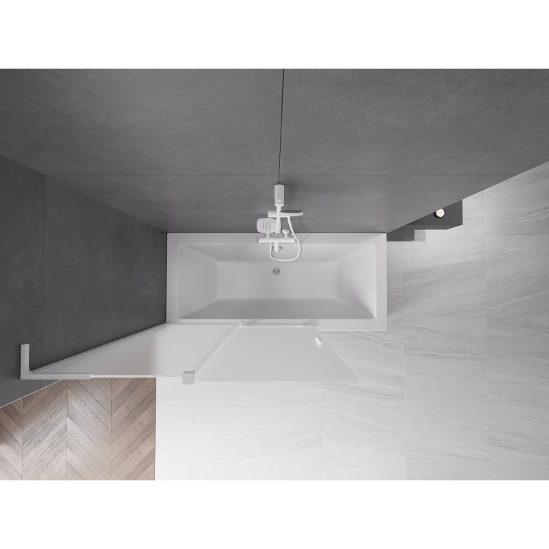 Mexen Velar L parawan nawannowy 2-skrzydłowy rozsuwany 120 x 150 cm, szron, biały - 896-120-003-31-20