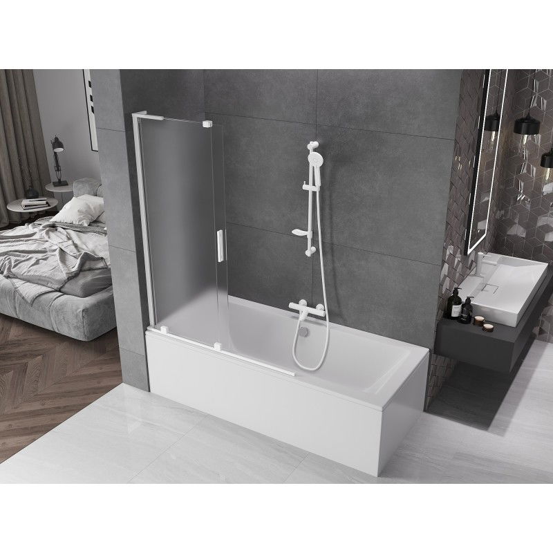Mexen Velar L paroi de baignoire 2-portes coulissantes 120 x 150 cm, dépoli, blanc - 896-120-003-31-20