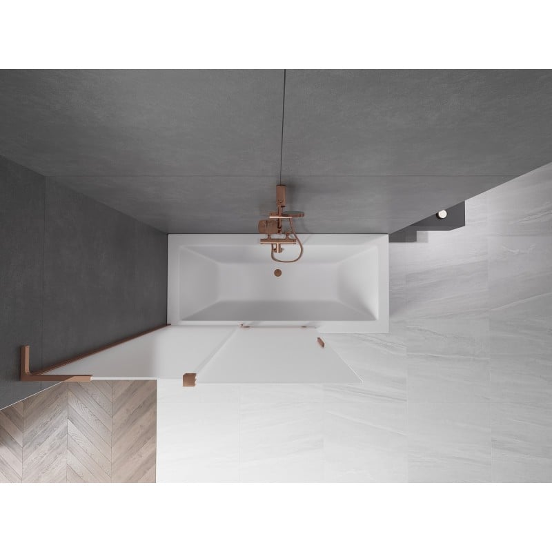 Mexen Velar L paratia per vasca da bagno scorrevole a 2 ante 120 x 150 cm, opaco, oro rosa - 896-120-003-31-60