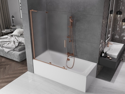 Mexen Velar L bath screen 2-wing sliding 120 x 150 cm, frost, brushed copper - 896-120-003-31-65