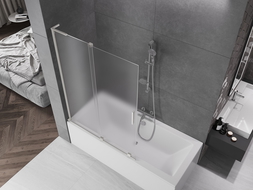 Mexen Velar L badwand 2-delige schuifbare 120 x 150 cm, matglas, geborsteld nikkel - 896-120-003-31-97