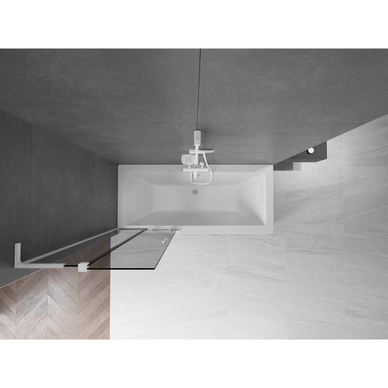 Mexen Velar L parawan nawannowy 2-skrzydłowy rozsuwany 75 x 150 cm, grafit, biały - 896-075-003-41-20