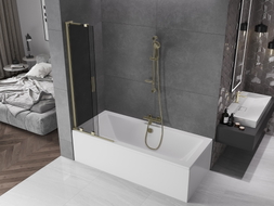 Mexen Velar L parawan nawannowy 2-skrzydłowy rozsuwany 70 x 150 cm, grafit, złoty - 896-070-003-41-50