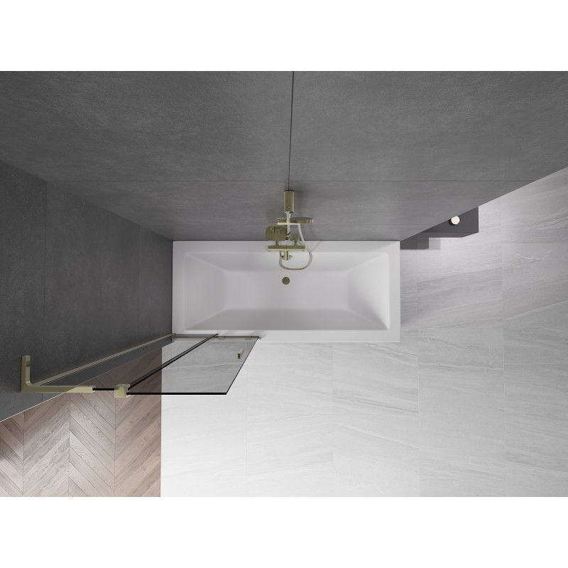 Mexen Velar L bath screen 2-wing sliding 75 x 150 cm, graphite, gold - 896-075-003-41-50