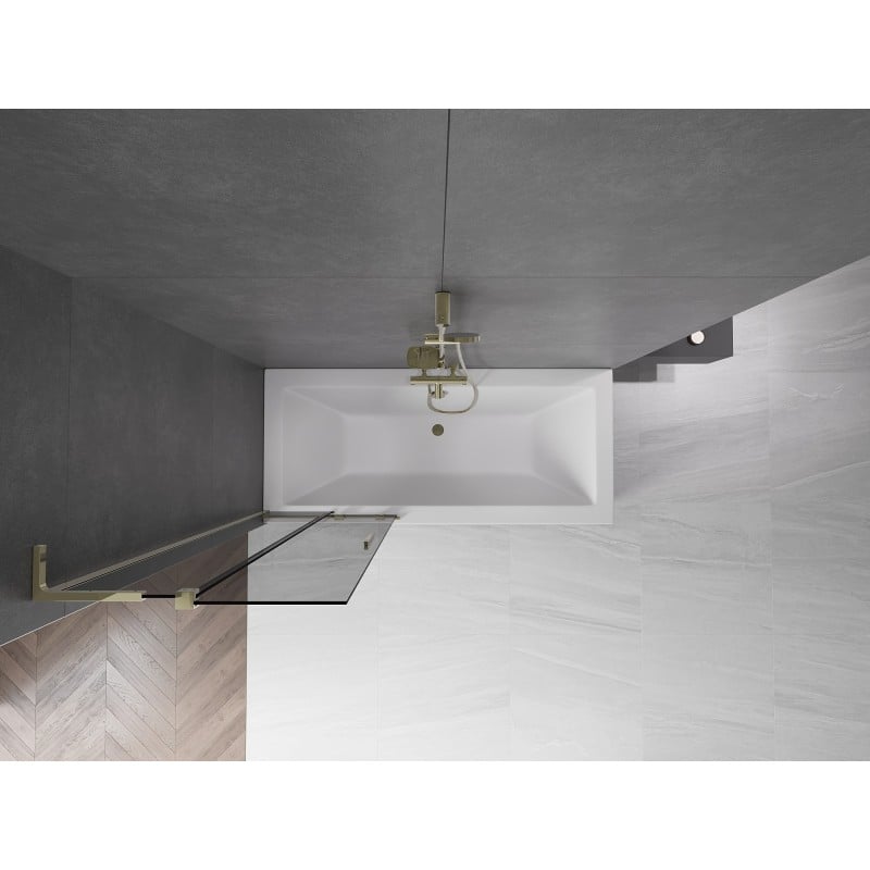 Mexen Velar L paratia per vasca da bagno a 2 ante scorrevoli 75 x 150 cm, grafite, oro - 896-075-003-41-50