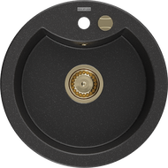 Mexen Diego Νεροχύτης γρανίτης 1-διαμερίσματος 488 x 480 mm, μαύρος/ασημί