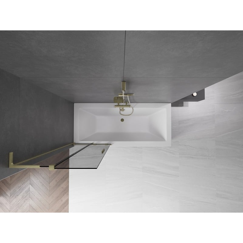 Mexen Velar L paravento da bagno a 2 ante scorrevoli 75 x 150 cm, grafite, oro spazzolato - 896-075-003-41-55