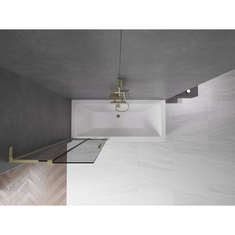 Mexen Velar L Shower Screen 2-Panel Sliding 70 x 150 cm, Graphite, Brushed Gold - 896-070-003-41-55