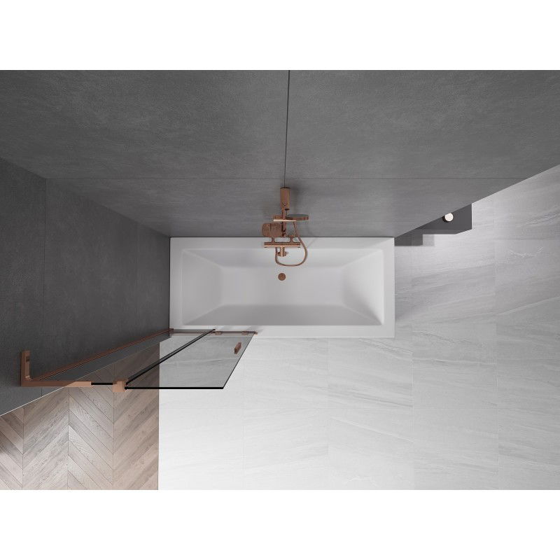 Mexen Velar L badwand 2-delige schuifwand 75 x 150 cm, grafiet, roze goud - 896-075-003-41-60