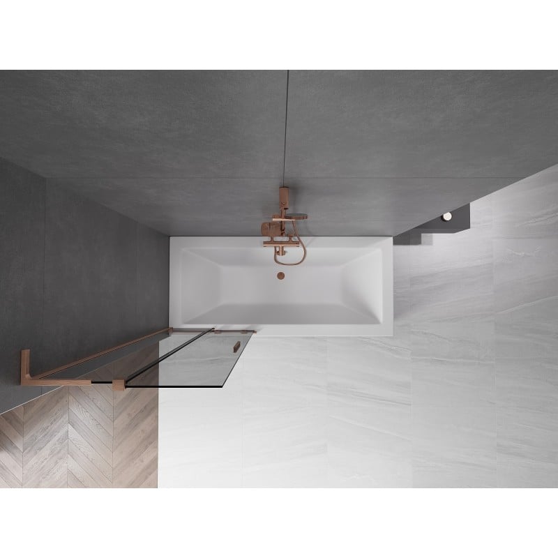 Mexen Velar L paratia vasca da bagno a 2 ante scorrevoli 70 x 150 cm, grafite, rame spazzolato - 896-070-003-41-65