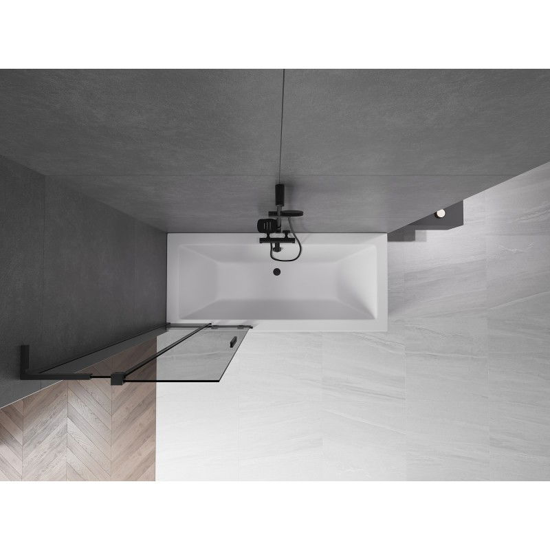 Mexen Velar L 2-delad skjutbar badkar avdelare 70 x 150 cm, grafit, svart - 896-070-003-41-70