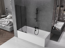 Mexen Velar L paratia per vasca da bagno a 2 ante scorrevoli 75 x 150 cm, grafite, nero - 896-075-003-41-70
