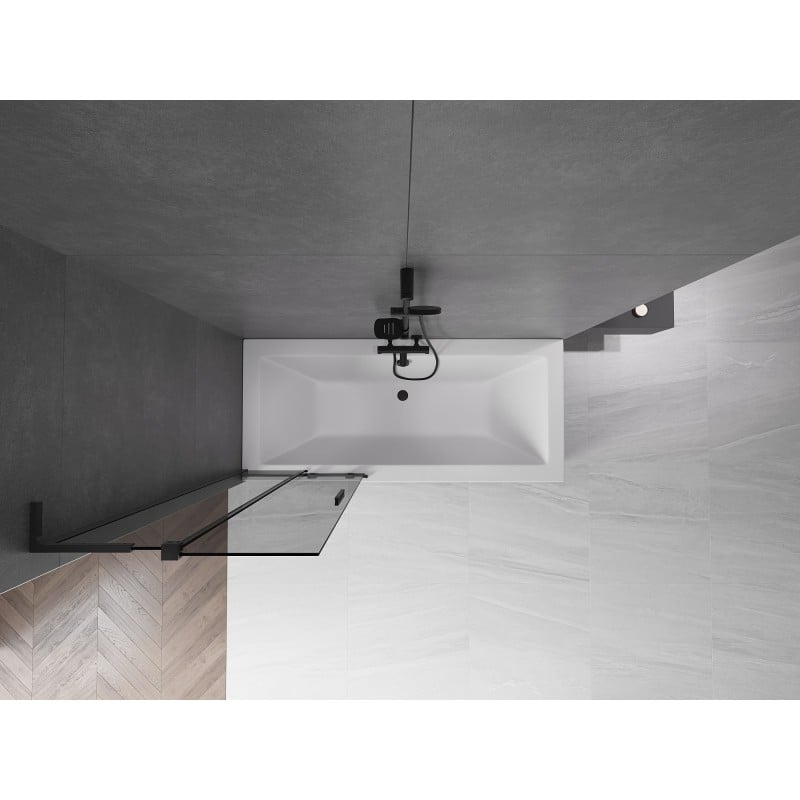 Mexen Velar L parede de chuveiro dobrável de 2 painéis 75 x 150 cm, grafite, preto - 896-075-003-41-70