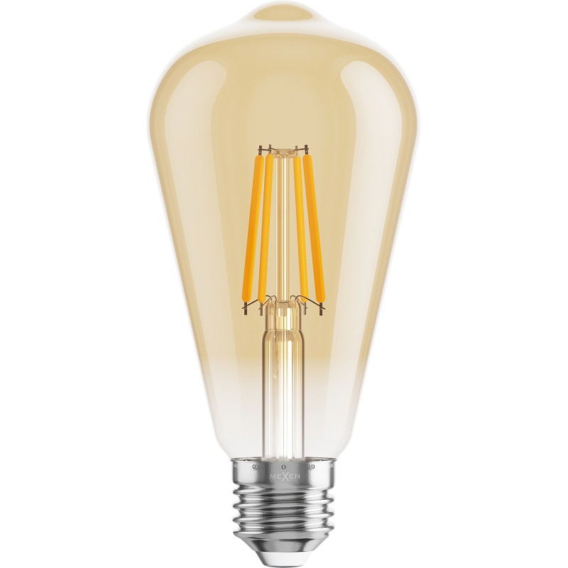 Mexen Vintis Bombilla LED de filamento E27, ST64, 4W, Cálida - 2200K, 400 lm, ámbar - L152-E27-0422-50