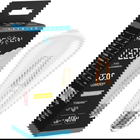 Mexen Vintis Lampadina a filamento LED E27, ST64, 6W, Calda - 2200K, 720 lm, trasparente - L152-E27-0622-00