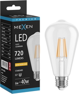 Mexen Vintis Lampadina a filamento LED E27, ST64, 6W, Calda - 2200K, 720 lm, trasparente - L152-E27-0622-00
