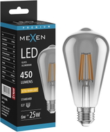 Mexen Vintis LED-filament-pirn E27, ST64, 6W, Soe - 2200K, 450 lm, suitsetatud - L152-E27-0622-70