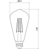 Mexen Vintis Λάμπα LED filament E27, ST64, 8W, Θερμή - 2200K, 1055 lm, διάφανη - L152-E27-0822-00