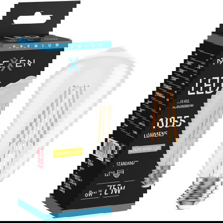 Mexen Vintis Lampadina LED a filamento E27, ST64, 8W, Calda - 2200K, 1055 lm, chiara - L152-E27-0822-00