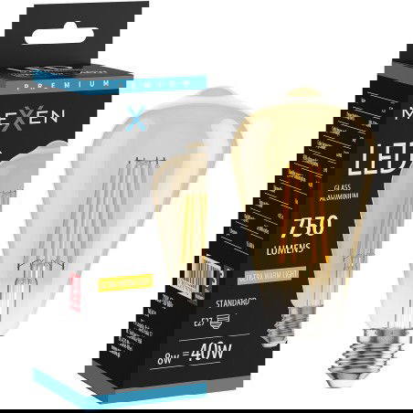 Mexen Vintis LED-Filament-Glühbirne E27, ST64, 8W, Warmweiß - 2200K, 750 lm, bernstein - L152-E27-0822-50