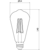 Mexen Vintis Bombilla filament LED E27, ST64, 8W, Cálida - 2200K, 600 lm, smoke - L152-E27-0822-70