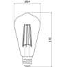 Mexen Vintis Ampoule à filament LED E27, ST64, 10W, Chaude - 2200K, 1320 lm, claire - L152-E27-1022-00