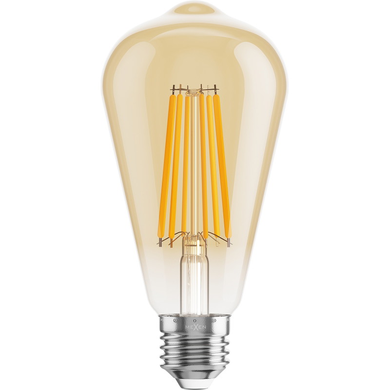 Mexen Vintis Bombilla LED de filamento E27, ST64, 10W, Cálida - 2200K, 910 lm, ámbar - L152-E27-1022-50