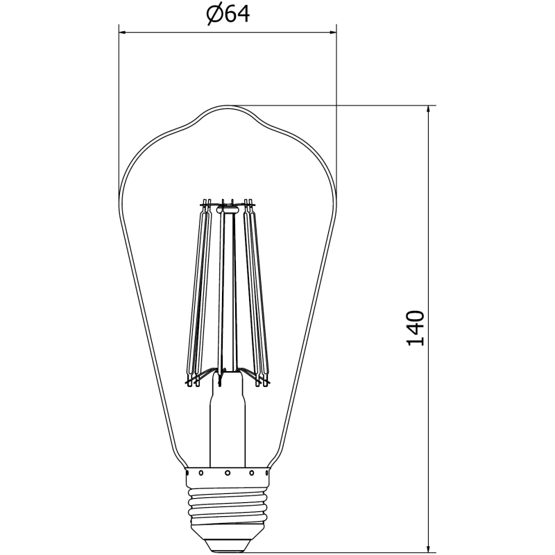 Mexen Vintis LED žarnica filament E27, ST64, 10W, Topla - 2200K, 780 lm, dimljena - L152-E27-1022-70