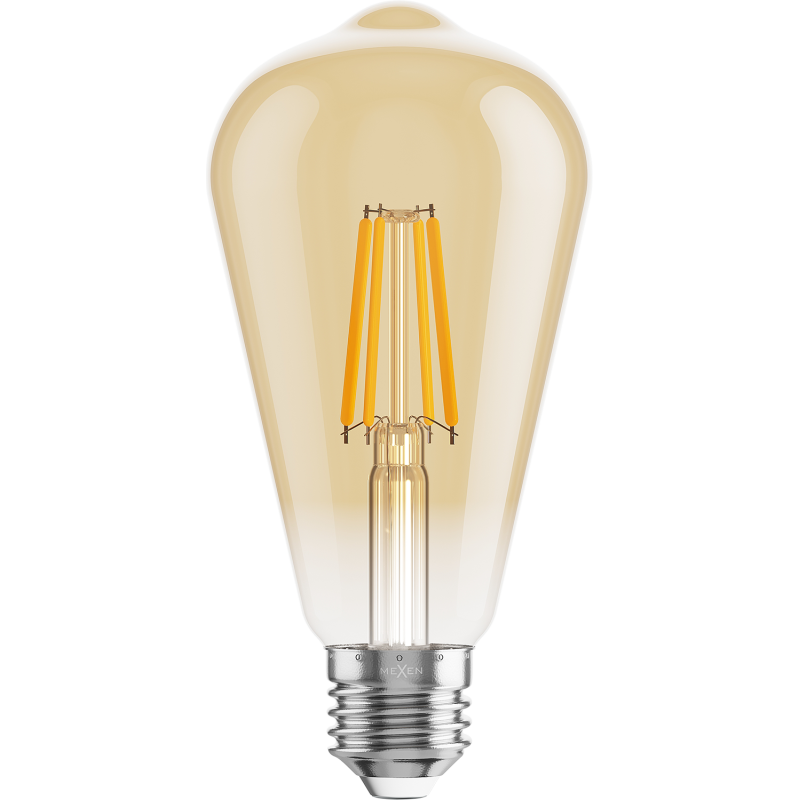 Mexen Vintis żarówka filament LED E27, ST64, 6W, Ciepła - 2700K, 600 lm, amber - L152-E27-0627-50
