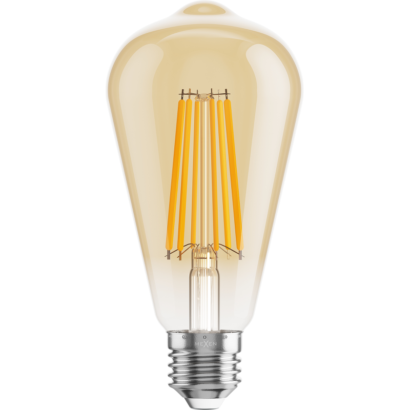 Mexen Vintis LED filament bulb E27, ST64, 10W, Warm - 2700K, 910 lm, amber - L152-E27-1027-50